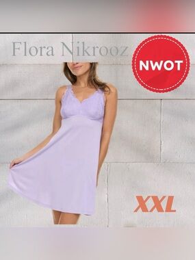 🇺🇸🆕NWOT FLORA NIKROOZ | XXL | Soft Lavender Nightgown lace details*
